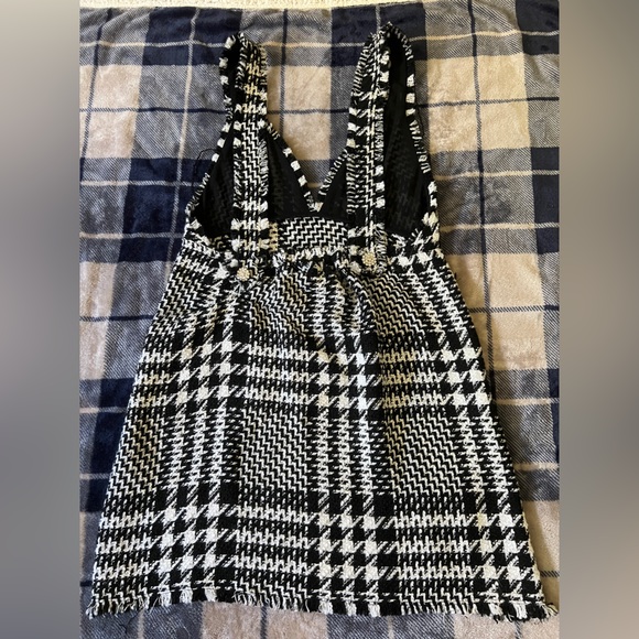 Zara Short pinafore-style dress black and white houndstooth - Picture 4 of 12
